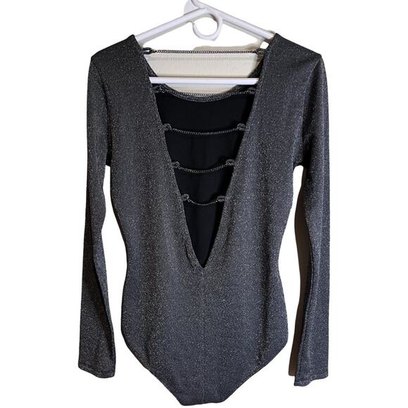 True Religion Silver Bodysuit with Chained Back Size:Small - Picture 2 of 6